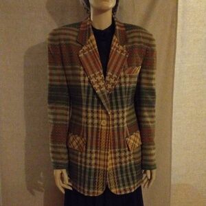 Vintage 80s TAKE SIX Multicolor Plaid Women’s Blazer Jacket